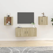 Mobili Porta TV a Parete 2 pz-Set di 2 Credenza per TV sospesa Rovere Sonoma 40x34,5x40 cm