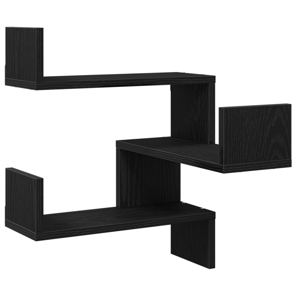 Mensole  2 pz Nero Rovere 40x40x49,5 cm Legno ingegnerizzato