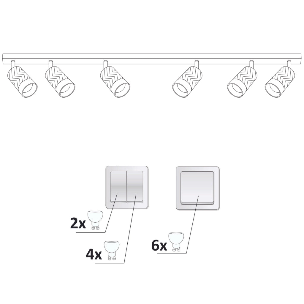 Plafoniera/Applique 6 luci nero-oro GU10 Arras Polux