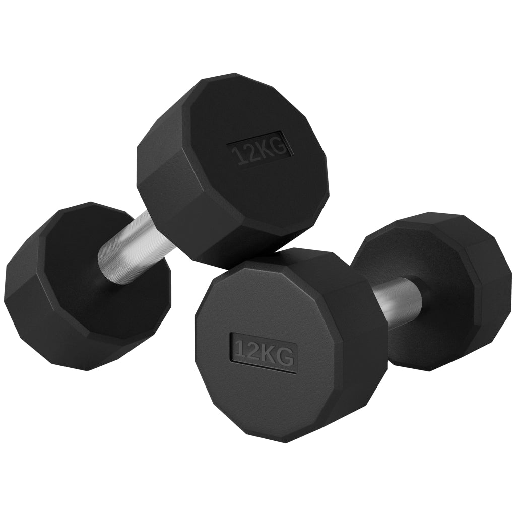 Set Manubri 12 Lati 12 kg ¨C zephmum ¨C Metallo e Gomma Nero 26x14x14 cm