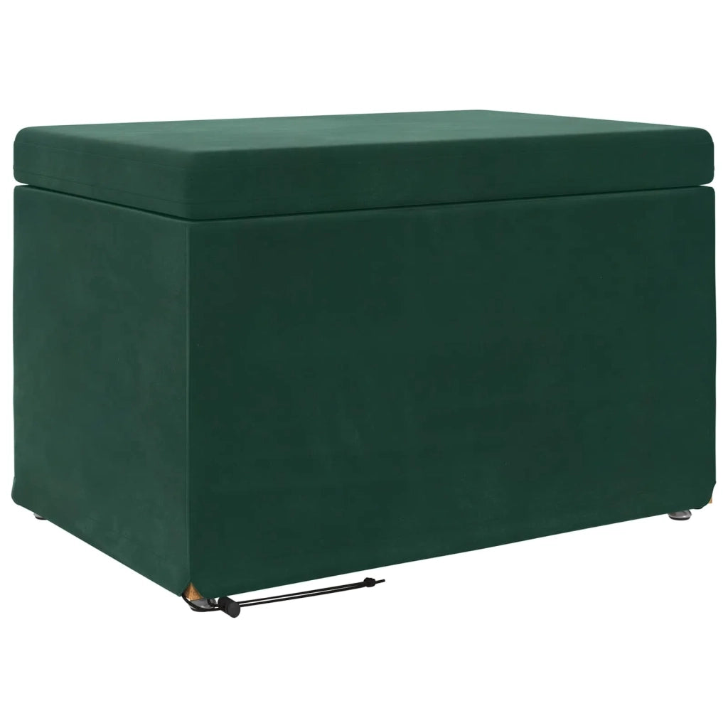 Pouf Verde Scuro 61 x 41 x 40 cm Velluto e Legno Ingegnerizzato
