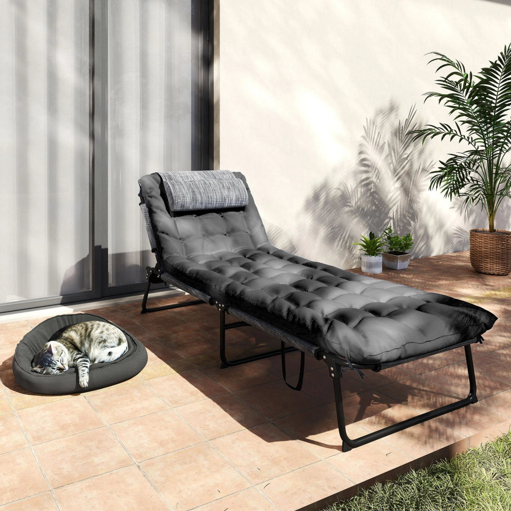 Lettino da giardino pieghevole con cuscino ¨C zephmum ¨C nero