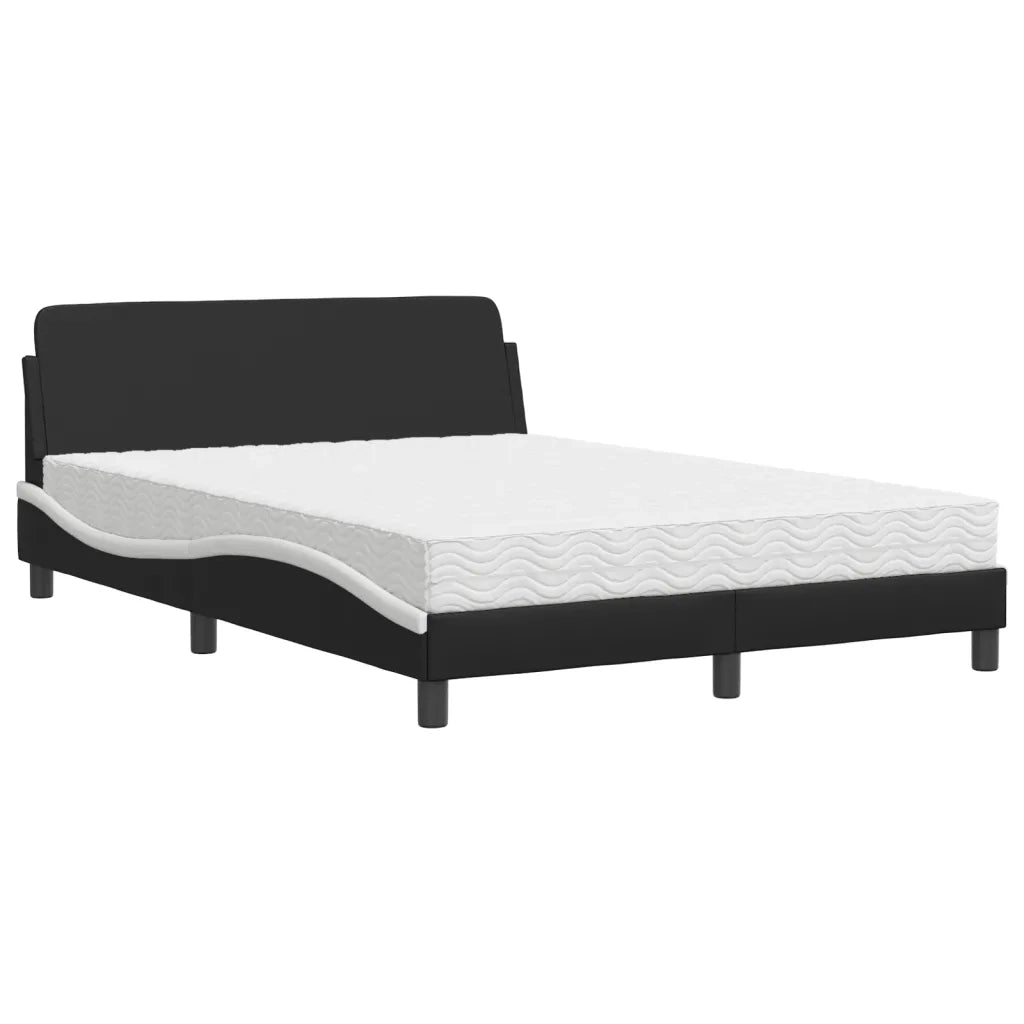 Letto con Materasso Dover Nero e Bianco 140x190 cm in Similpelle
