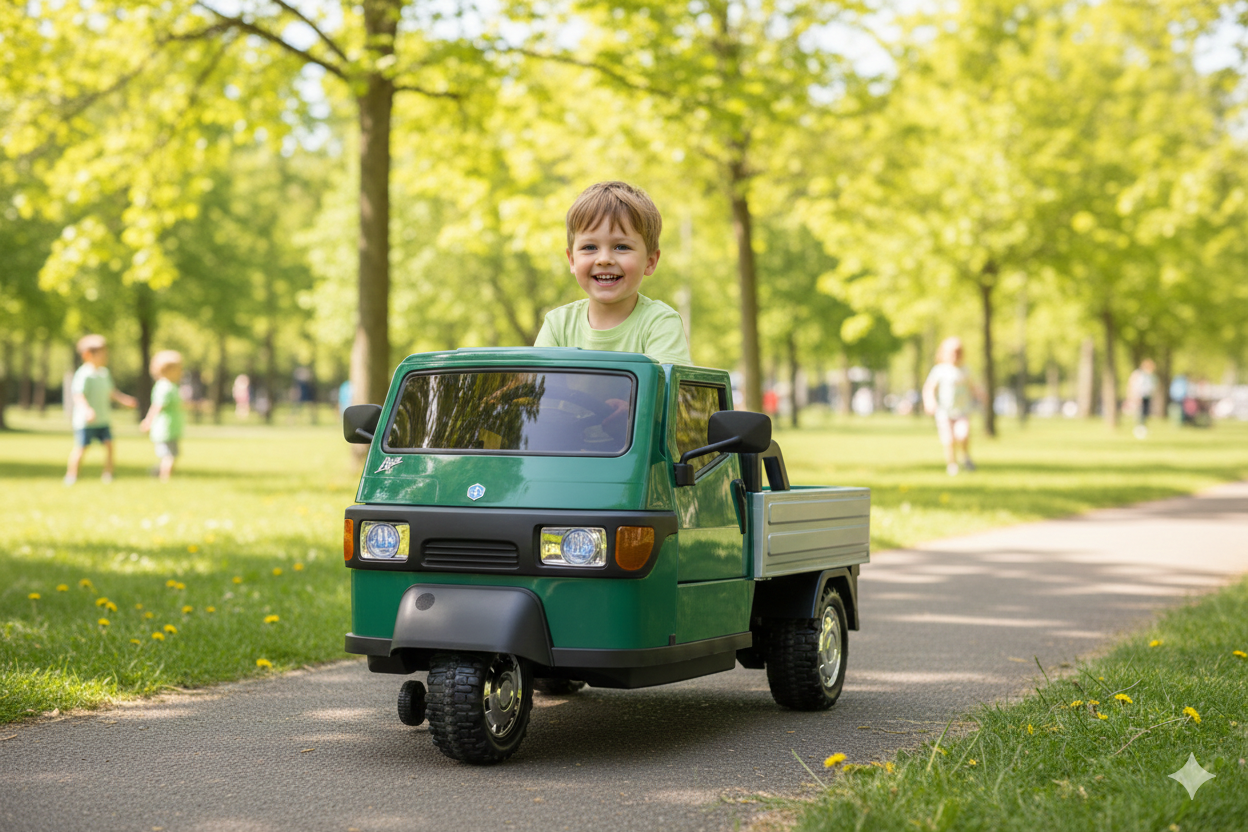 Macchina Elettrica per Bambini Licenza Piaggio Apecar 12V Verde