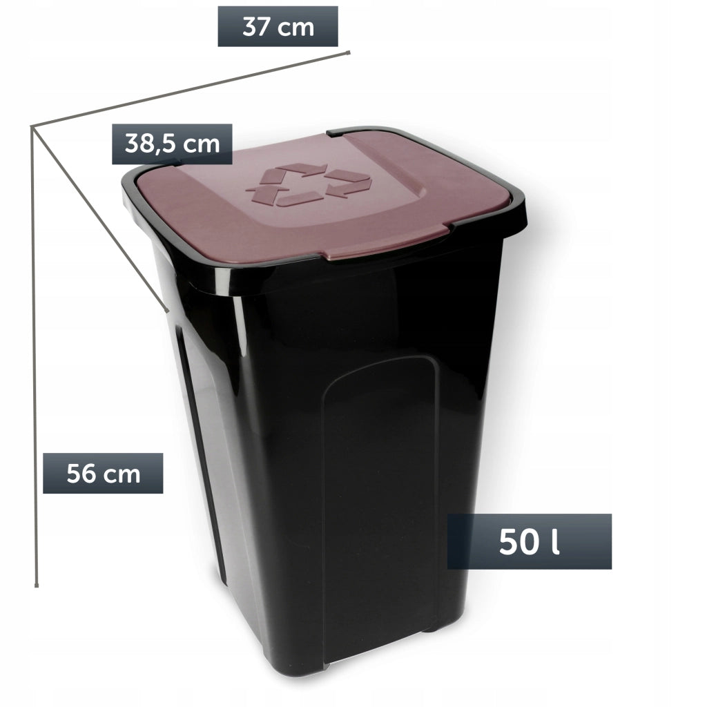 Set di 4 contenitori per la raccolta differenziata dei rifiuti KADAX da 50 litri