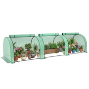 Serra da Giardino a Tunnel in Acciaio e Plastica PP con Porte Avvolgibili, 3x1x0.8 m, Verde