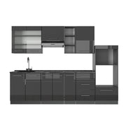 Cucina componibile Fame-Line Antracite lucido/Antracite 280 cm, PL Antracite Vicco