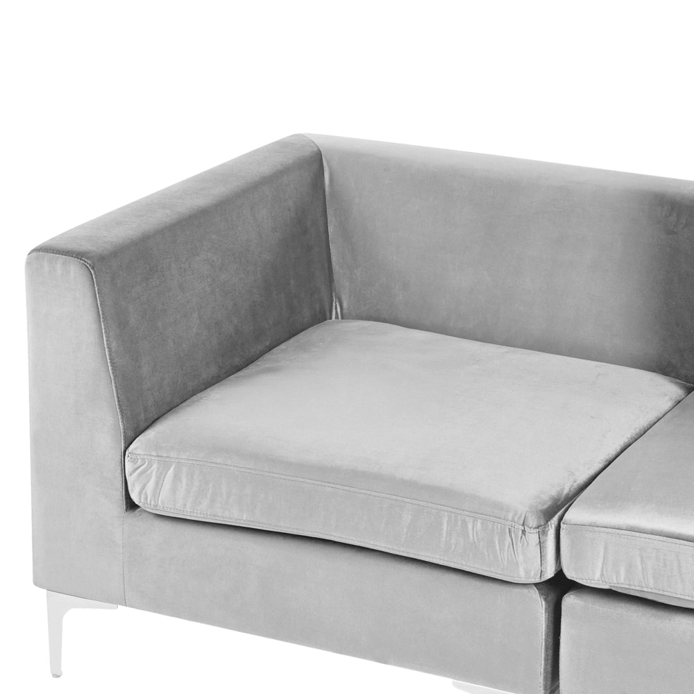 Divano componibile in velluto grigio a 2 posti con gambe in metallo grigio Stile glamour