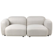 Divano a 3 posti in tessuto beige chiaro con schienale imbottito e gambe in legno anteriori con tappi Soggiorno scandinavo