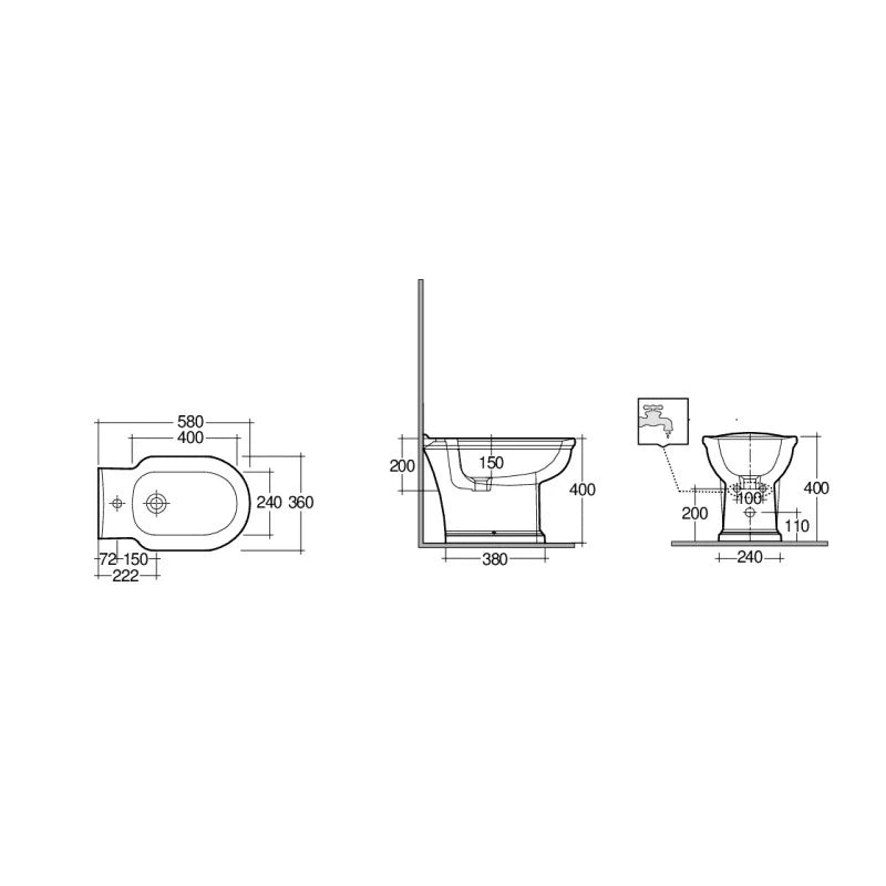 Bidet in ceramica a pavimento - serie washington