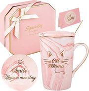 Cadeau per la Mamma dei Gatti 420 ml con Set di Regalo (Mamma dei Gatti Rosa)