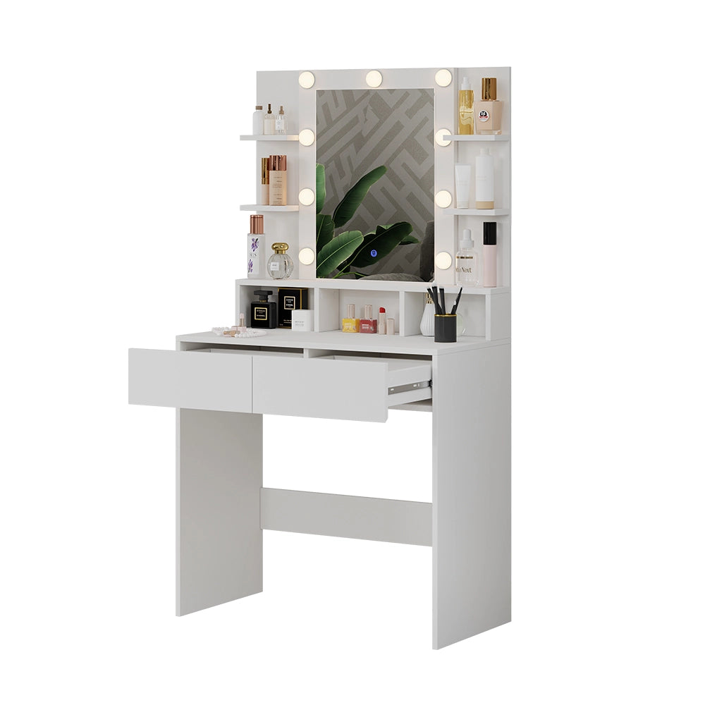 Vicco Tavolo da toeletta Bianco 80 cm con illuminazione a LED