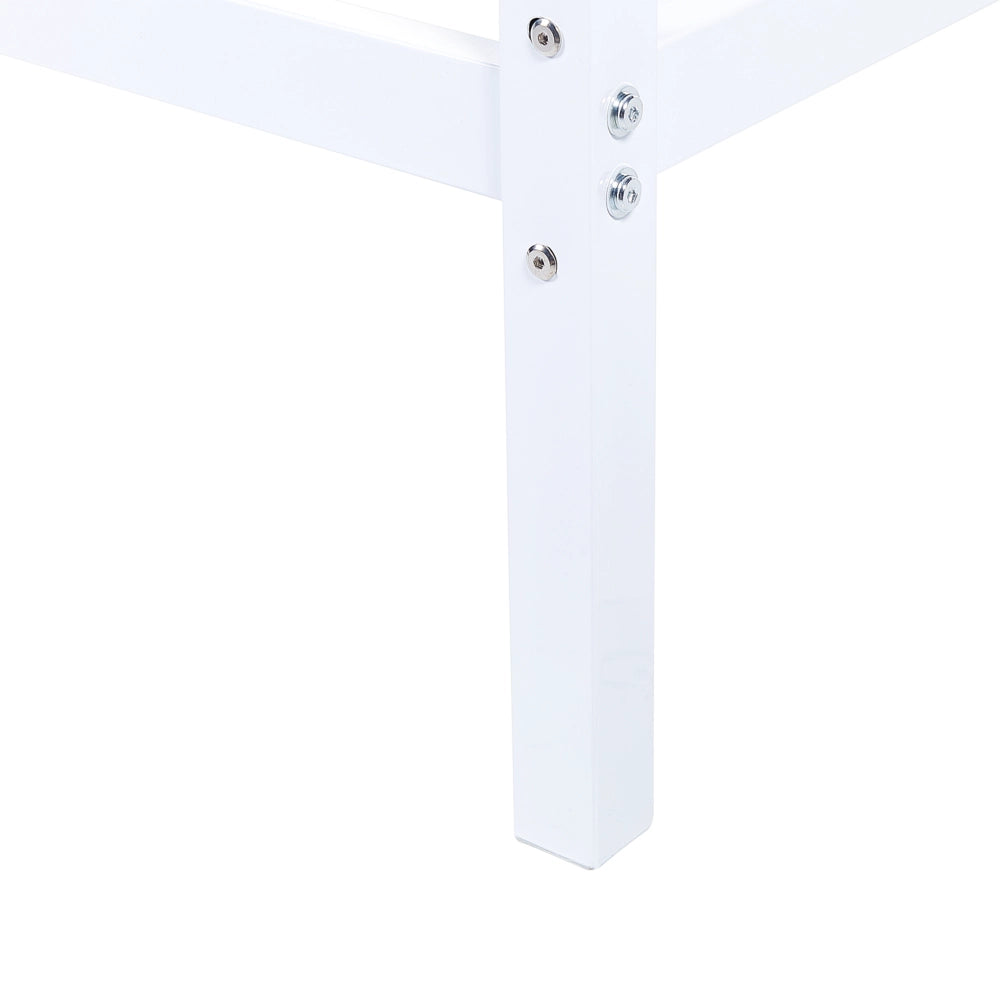 Letto matrimoniale a baldacchino con doghe e struttura in metallo bianco 140 x 200 cm stile industriale moderno