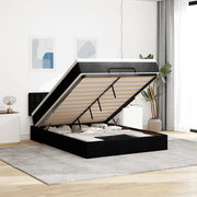 Pouf Letto con Materasso Nero 140x200 cm in Tessuto