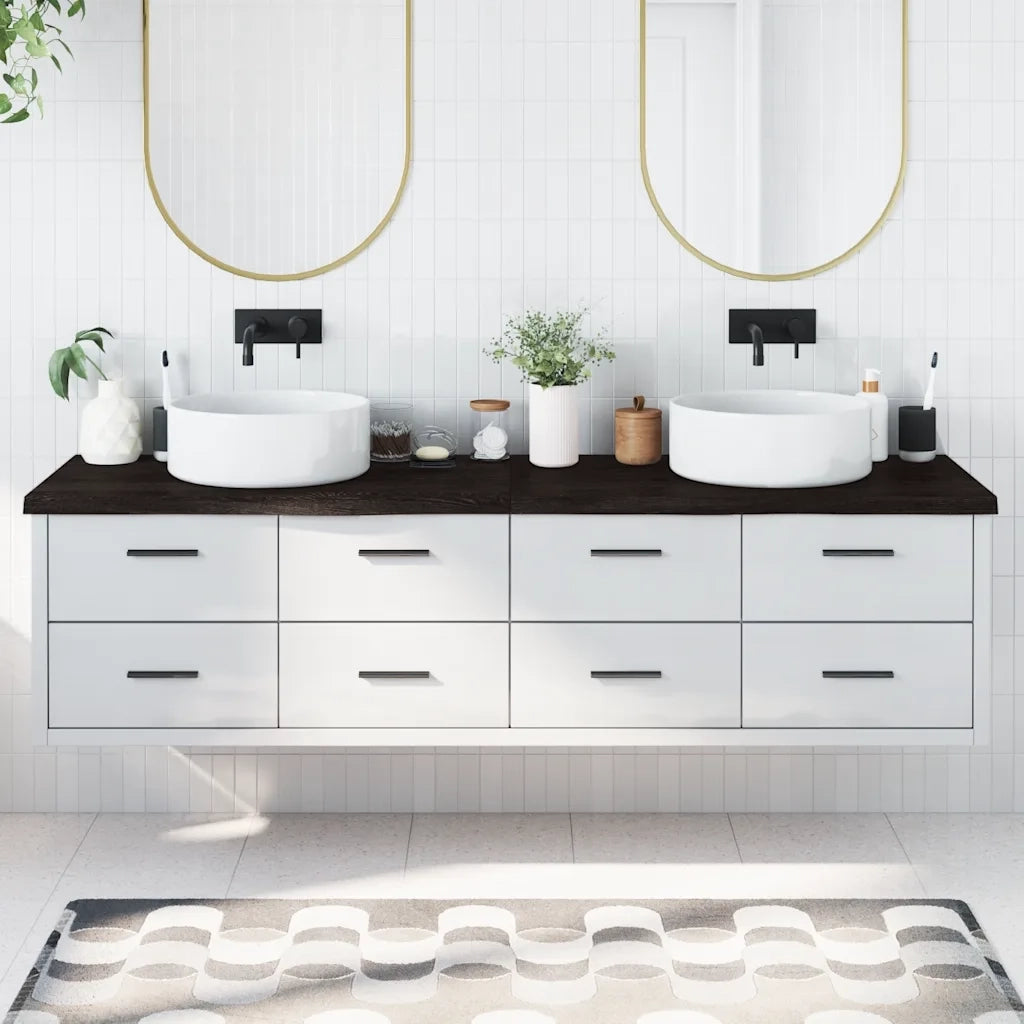 Piano Bagno Marrone Scuro 200x60x(2-4)cm Legno Trattato CFW1470683