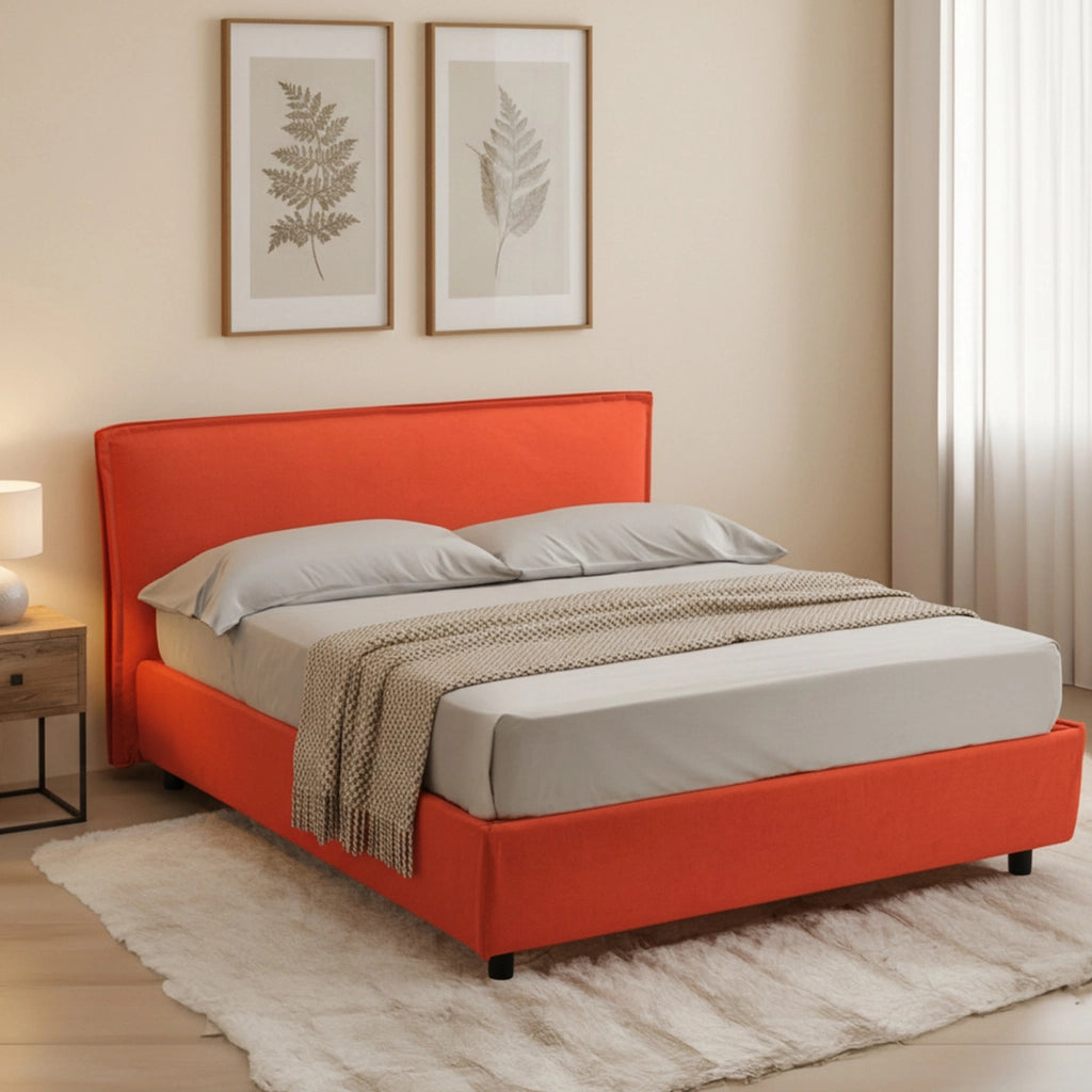 Broni, Letto Alla Francese Materasso Incluso Made in Italy, Arancione