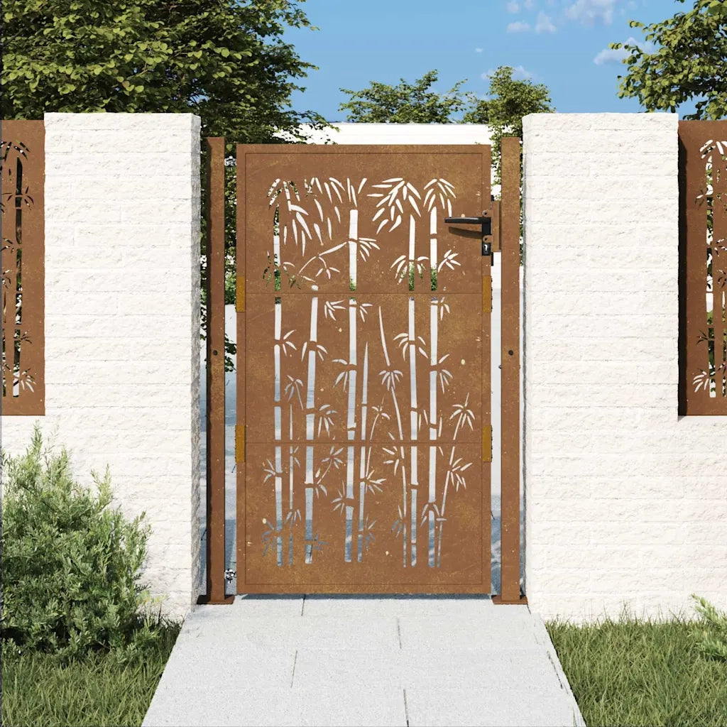 Cancello da Giardino 105x155 cm in Acciaio Corten Design BambÃ¹cod mxl 127781