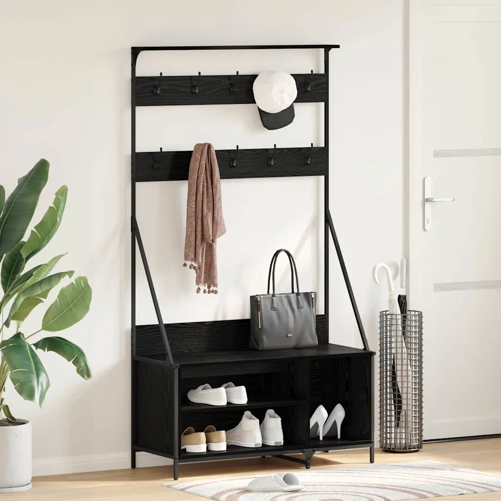 Stendibiancheria con lo scaffale Rovere Nero 100 x 41 x 184 cm