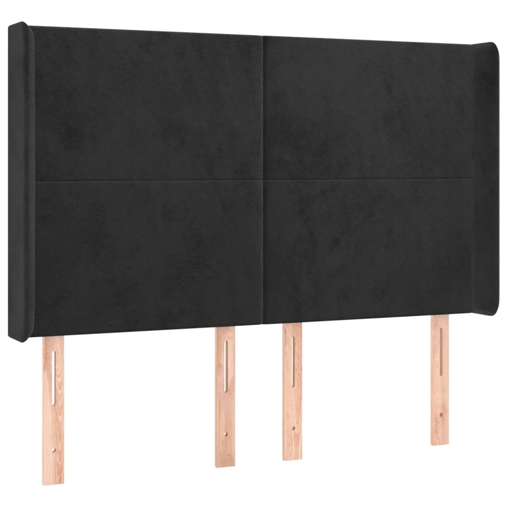 Letto a Molle con Materasso e LED Nero 140x190 cm in Velluto