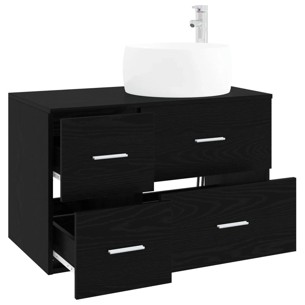 Set di mobili per il bagno 2 pz Rovere Nero 3404001