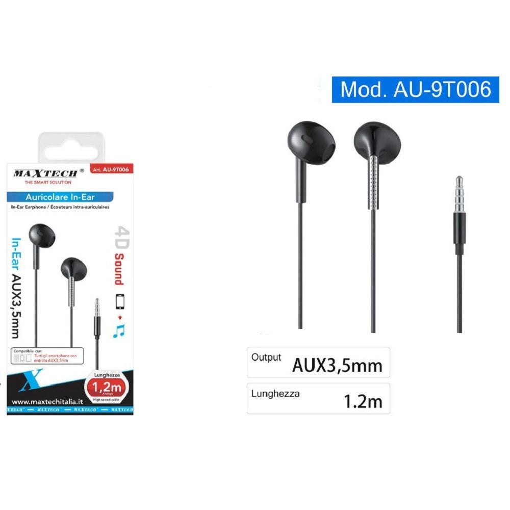 Trade Shop - Auricolari Cuffie In-ear Connettore Aux 3,5mm Cavo Da 1,2 Mt Smartphone Au-9t006 -