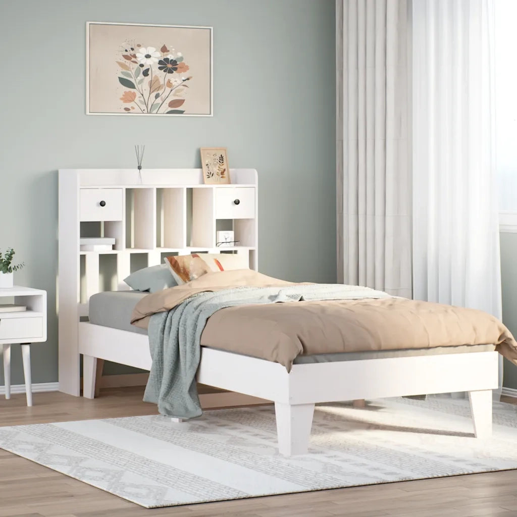 Letto singolo | Letto per adulti | Letto senza Materasso Bianco 75x190 in Legno Massello di Pino