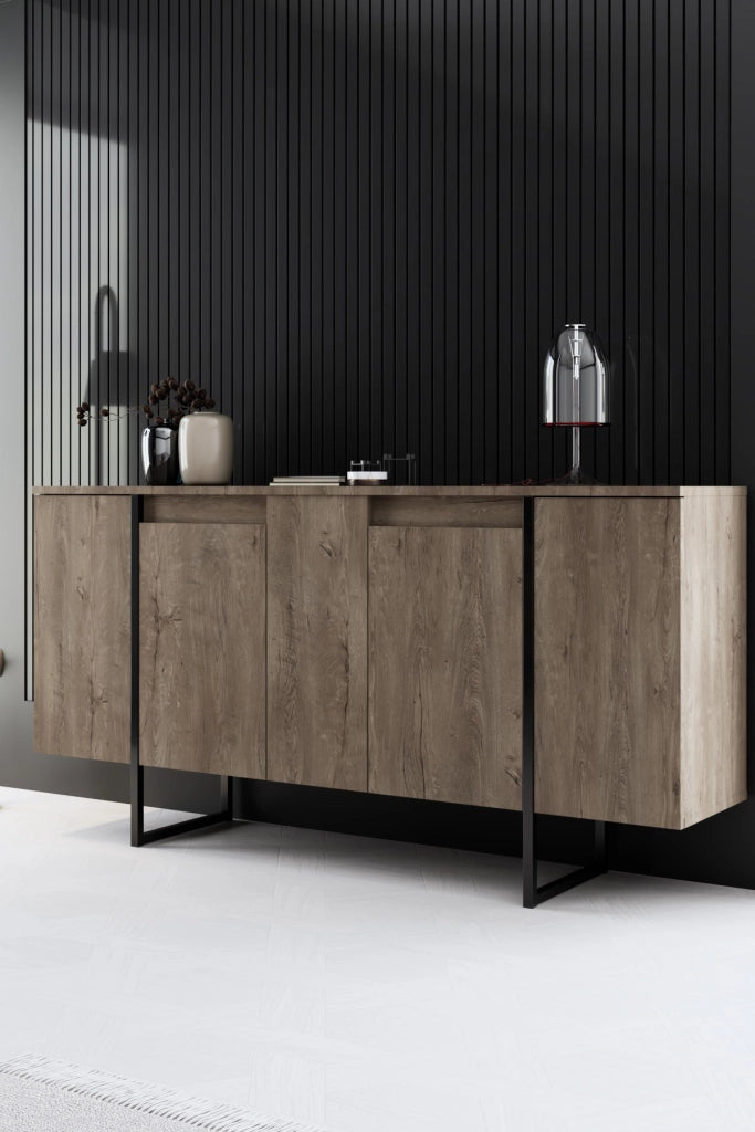 Credenza di lusso in legno - 160 x 35 x 80 cm - Noce nero