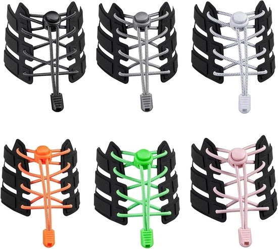 6 paia di cinture elastiche velcro per bambini, anziani e corridori - cinture sportive in gomma - sistema velcro - multicolore - 110 x 0.3 cm