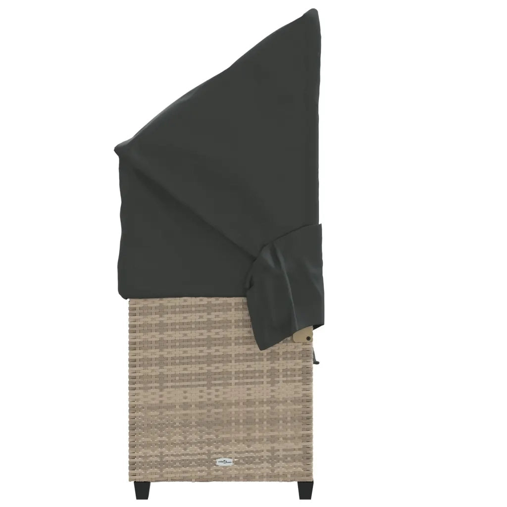 Sdraio da giardino | Lettino con Baldacchino e Cuscini Grigio Chiaro?in Polyrattan