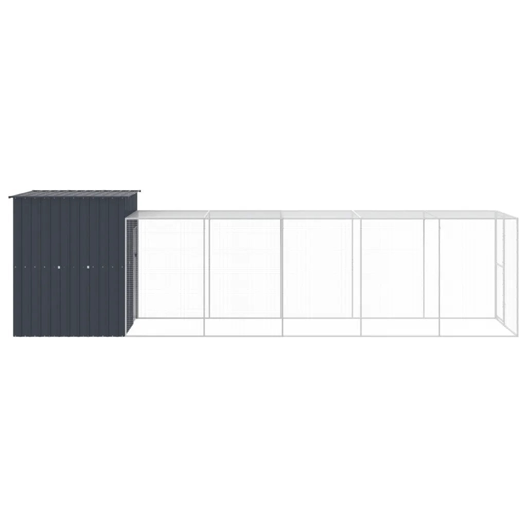 Pollaio con Area Corsa Antracite 165x659x181 cm Acciaio Zincato 3189110