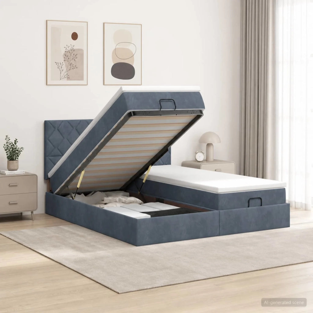 Letto ottomano con materasso 2 pz Grigio Scuro Velluto 3456769