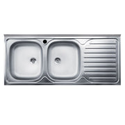 Lavello cucina acciaio appoggio 120x50 cm doppia vasca e gocciolatoio destro SA127DX