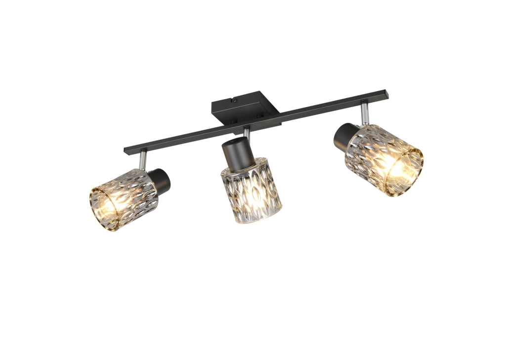 Faretto da soffitto 3xE27 nero vetro fumé JACK RL