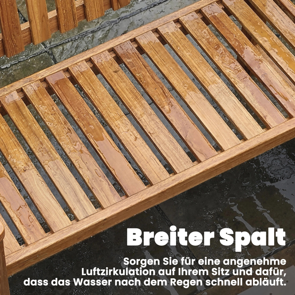 Panchina Giardino 2 Posti in Legno con Braccioli ¨C Zephmum ¨C Naturale 112x64x92 cm