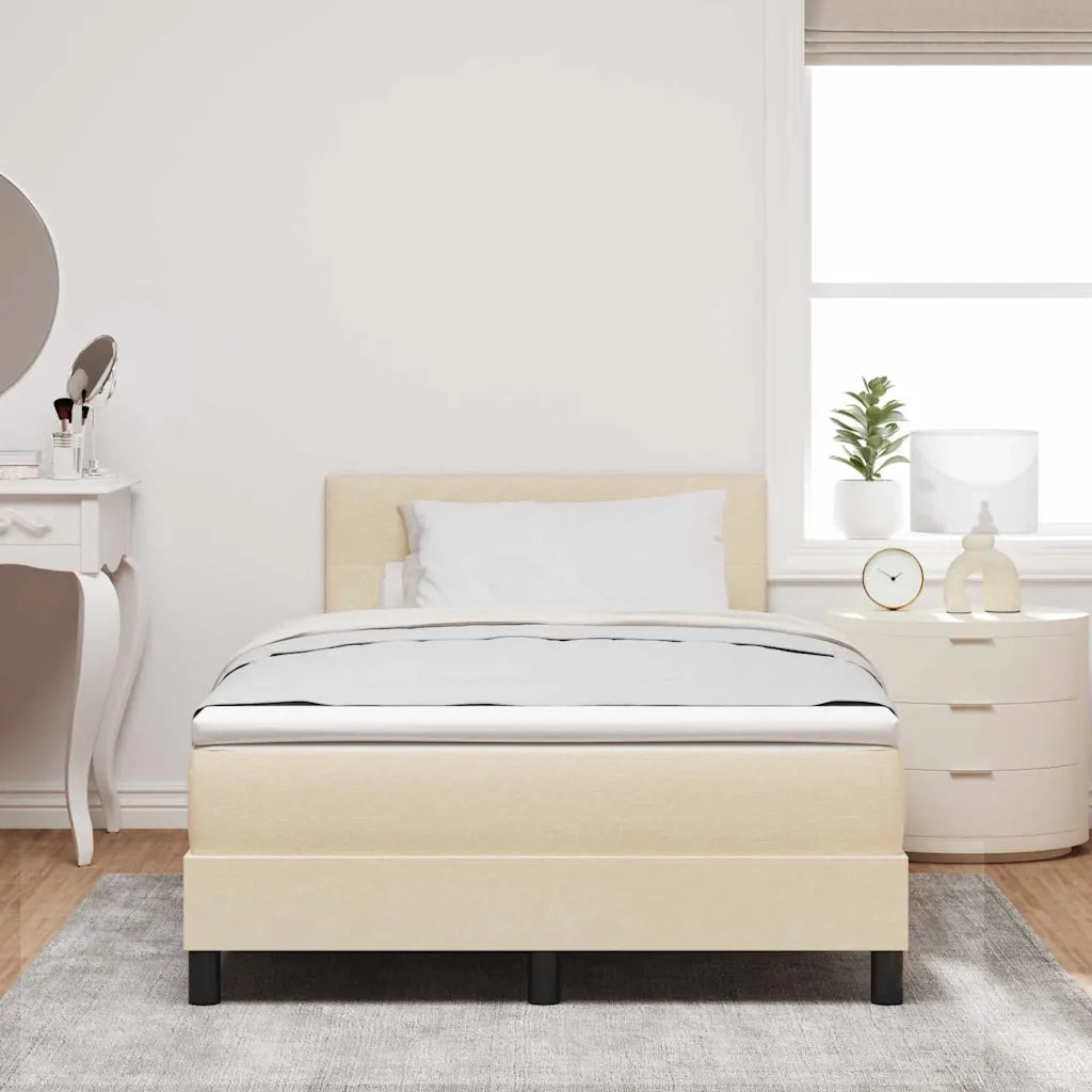 Letto a molle con materasso Crema 120 x 190 cm Tessuto 3338676