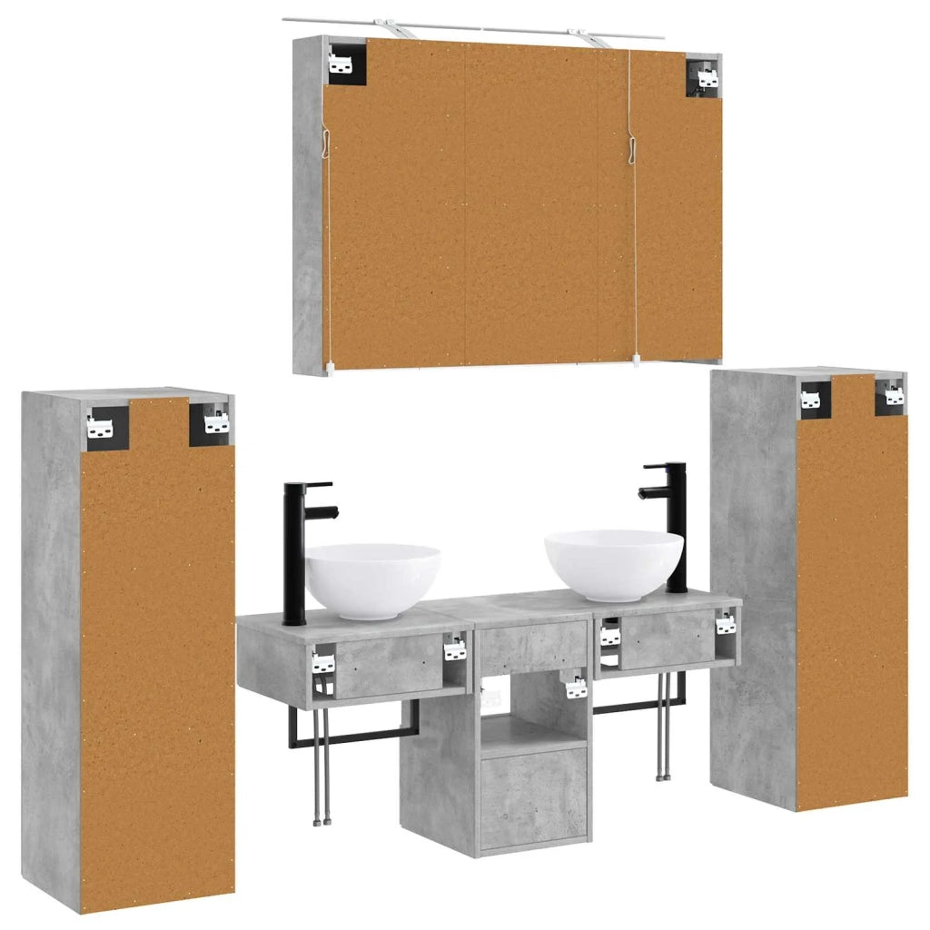 Set di mobili per il bagno 6 pcs Grigio Cemento 3407114
