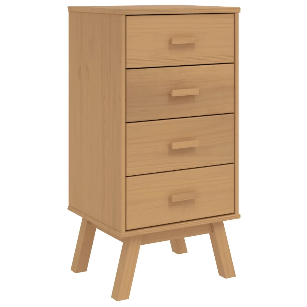 Comodino OLDEN Marrone in Legno Massello di Pino 358585