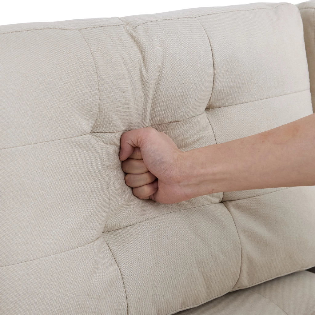 Divano angolare a L 212¡Á130¡Á86 cm con chaise longue reversibile e doppio spazio contenitore, rivestimento in tessuto beige