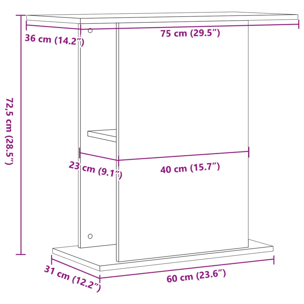 Supporto per acquario fatto a mano 36 x 75 x 72,5 cm in legno ingegnerizzato marrone 02_0044694