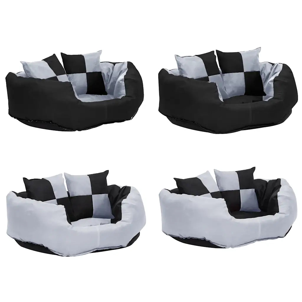 Cuscino per Cani Reversibile e Lavabile Grigio Nero 65x50x20 cm CFW3773697