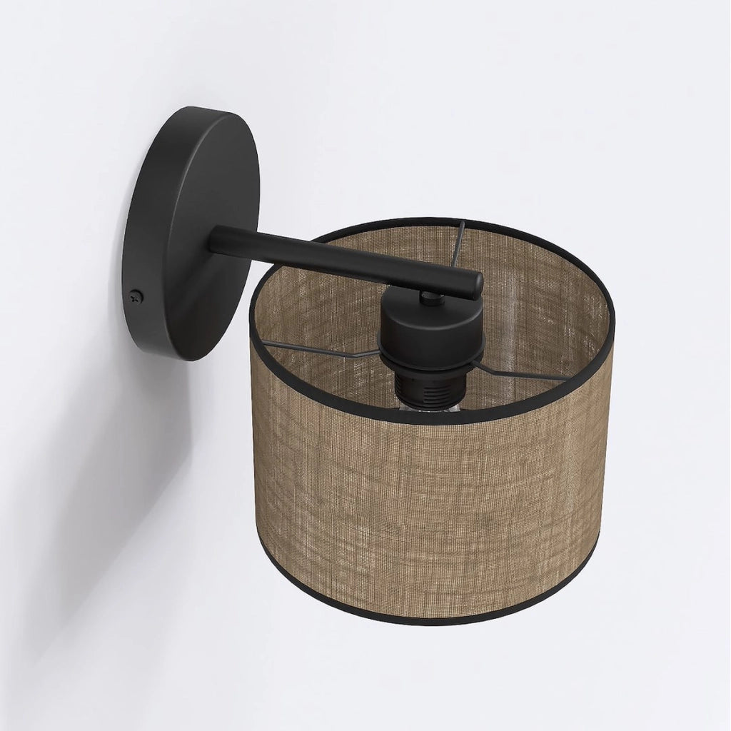 Lampada a parete ECO in acciaio nero e tessuto marrone