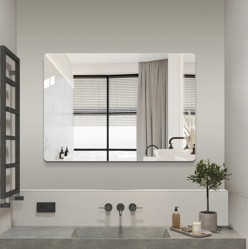 Specchio da bagno senza cornice 90 x 70 cm in vetro argentato