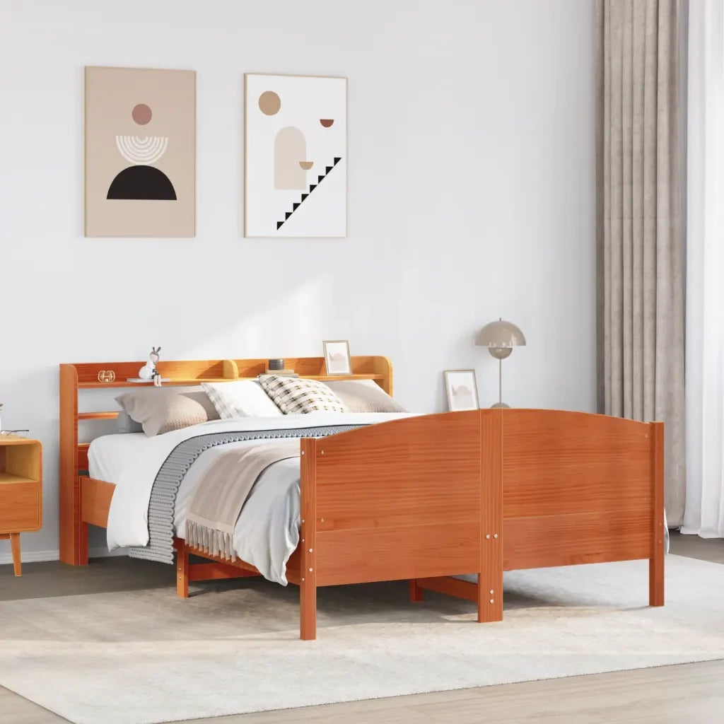 vidaXL Letto senza Materasso Marrone Cera 135x190 cm in Legno di Pino