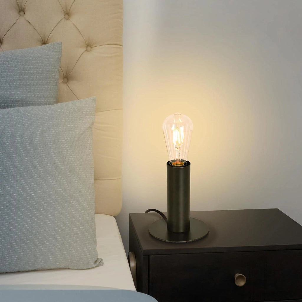 ZMH Lampada da tavolo nera E27 40W con interruttore per soggiorno corridoio