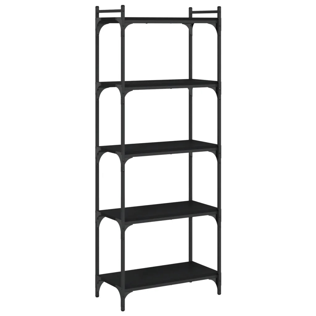 Libreria a 5 Ripiani-Scaffale per Libri-Mobile di Stoccaggio Nera 60x30x154 cm in Legno Multistrato