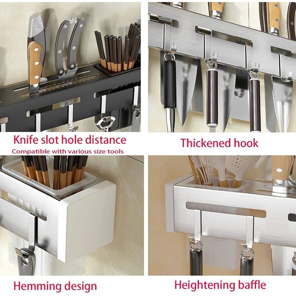 Trade Shop - Portacoltelli Da Parete Multifunzione Portautensili Oggetti Da Cucina Organizer -