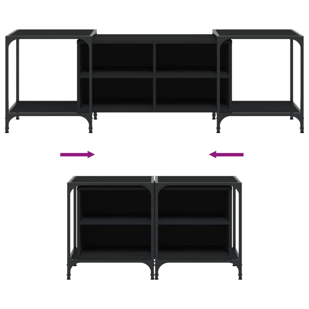 Mobile TV multimediale scaffale TV mobile TV sala da pranzo soggiorno camera da letto 153 x 37 x 50 cm legno ingegnerizzato nero 02_0026037