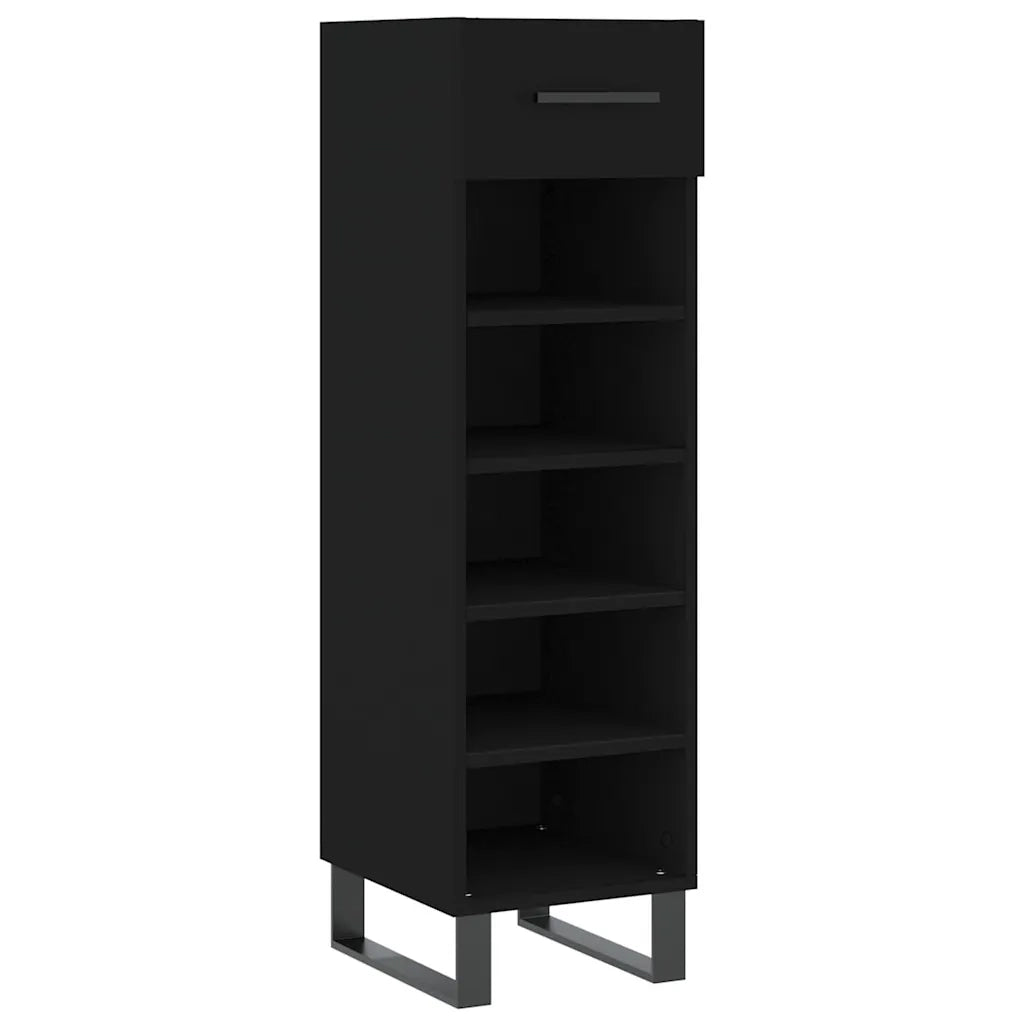 Scarpiera-Scaffale per scarpe Nera 30x35x105 cm in Legno Multistrato 643087