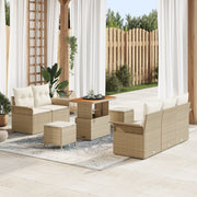Set divani giardino 8 pezzi con cuscini Beige Polyrattan Acacia