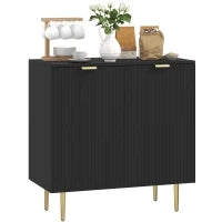 Credenza da cucina con 2 ante, ripiano regolabile e piedi metallici rialzati 80 x 40 x 80 cm Nero